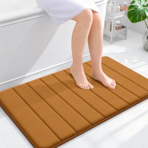 OLANLY Memory Foam Bath Mat 36x24, Super Soft Absorbent Bathroom Rugs, Quick Dry, Machine Washable Shower Floor Rugs, Bathmat Carpet, Bathroom Home Decor Accessories, Ochre