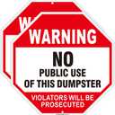 No Dumping Sign, No Public Use of Dumpster Sign, Violators Will Be Prosecuted, 2Pack-12"x12" Engineer Grade Rust Free Reflective Aluminum, Fade/Weather Resistant, UV Protected, Easy to Mount