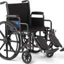 Medline Comfortable Folding Wheelchair with Swing-Back, Desk-Length Arms and Elevating Footrests, 20W x 16D Seat