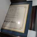 GraduationMall 11x17 Mahogany Diploma Frame with Tassel Holder for 8.5x11 Certificate Document,Real Glass, Navy Blue over Gold Mat