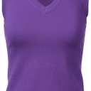 Cielo Women's V-Neck Sleeveless Stretch Pullover Premium Sweater Vest Top (S)