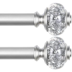 Silver Curtain Rod 32 to 58 Inch, Decorative Drapery Rods, 2 Pack