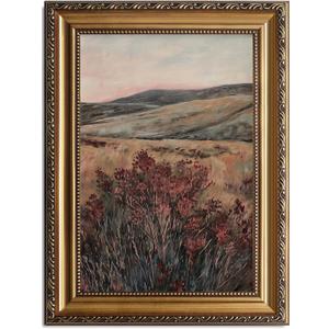 ASTRDECOR Gold Framed Moody Vintage Landscape Wall Art - Maroon Wildflowers Pastoral Canvas Print, Wildflower Oil Painting Farmhouse Wall Decor, Rustic Countryside Nature Decor for Bedroom, Living Room 16''x24'' ASTRDECOR Gold Framed Moody Vintage Landscape Wall Art - Maroon Wildflowers Pastoral Canvas Print, Wildflower Oil Painting Farmhouse Wall Decor, Rustic Countryside Nature Decor for Bedroom, Living Room 16''x24''