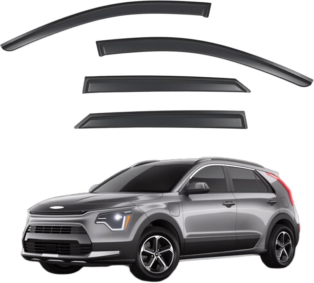 Window Visors Rain Guards fits 2023-2026 Kia NIRO, Out-Channel Side Window Wind Deflectors Vent Shades Accessories, Dark Smoke 4 Pcs, 2024 2025