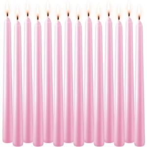 WPONSZU Set of 14 Pink Taper Candles, 7-8 Hours Burn Time, Unscented, Smokeless and Dripless, 4/5 x 10 Inch Dinner Candle Set for Valentine's Day,Household, Wedding, Party and Home Décor Candlesticks
