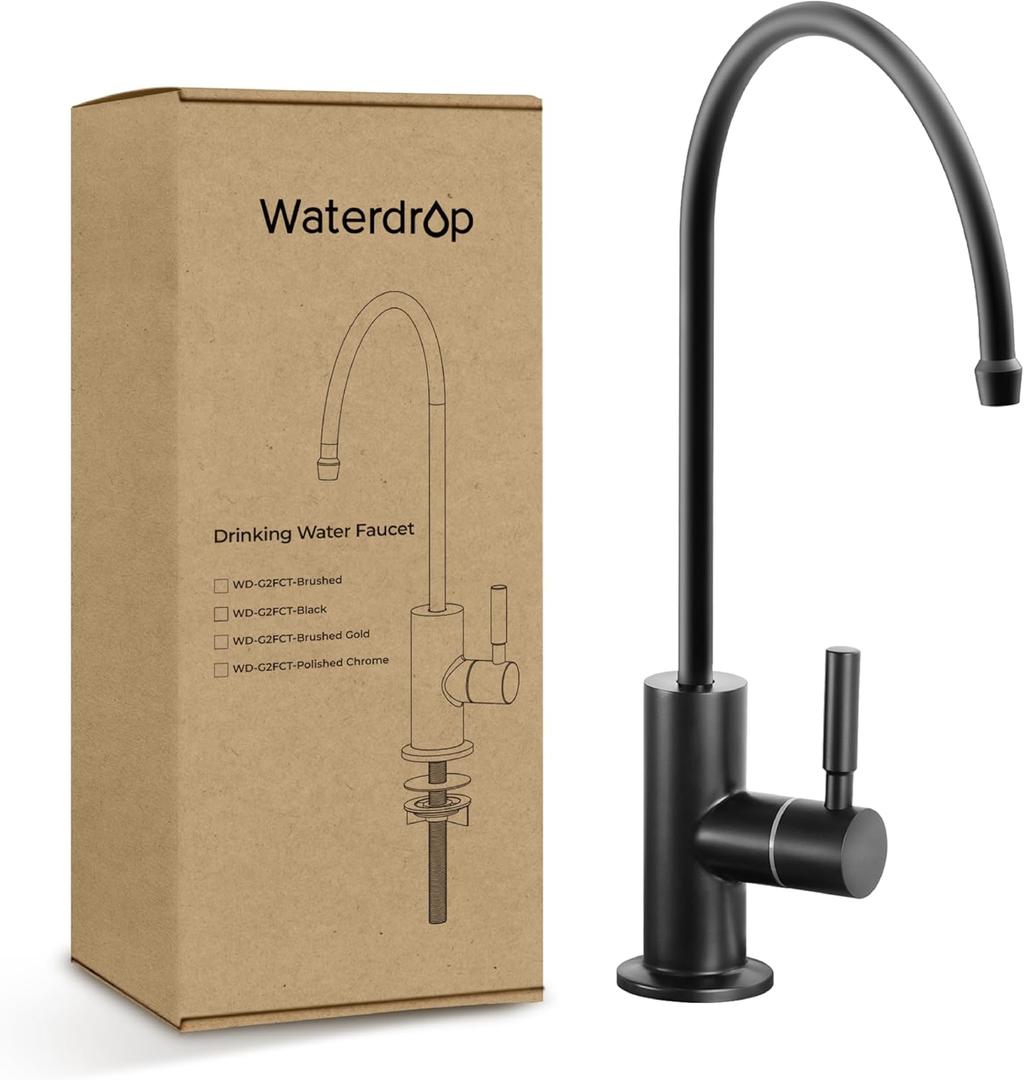 Waterdrop Filtered Water Faucet for Kitchen Sink, Reverse Osmosis, Stainless Steel, Black (BLK)