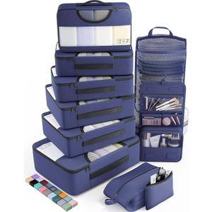 Veken 10 Set Packing Cubes for Travel Essential, Suitcase Organizer Bags in 4 Sizes, Carry-On Luggage Accessories with Large Laundry & Hanging Toiletry Bag, Must-Have for Airplane, Road Trip & Camping