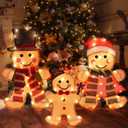 Light Up Outdoor Christmas Decorations, Lighted Indoor Christmas Decor, Christmas Decorations for Home Yard Garden Holiday Party (Gingerbread Man Family)