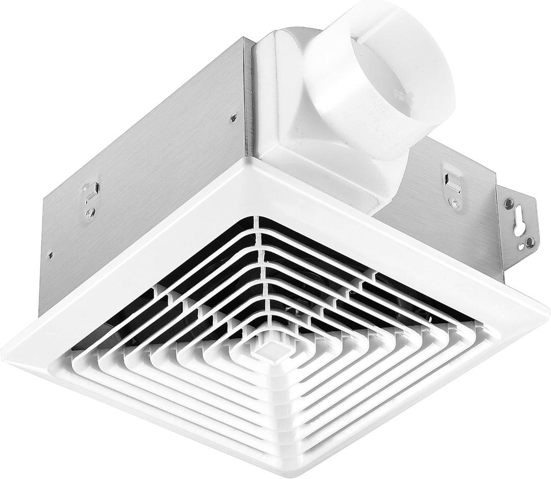 Bathroom Exhaust Fan 50 CFM 1.0 Sone, 3-Inch Duct, Quiet,Energy Star Certified, Easy to Install, No Attic Access Needed,Ceiling or Wall Mounted, Classic White Grille