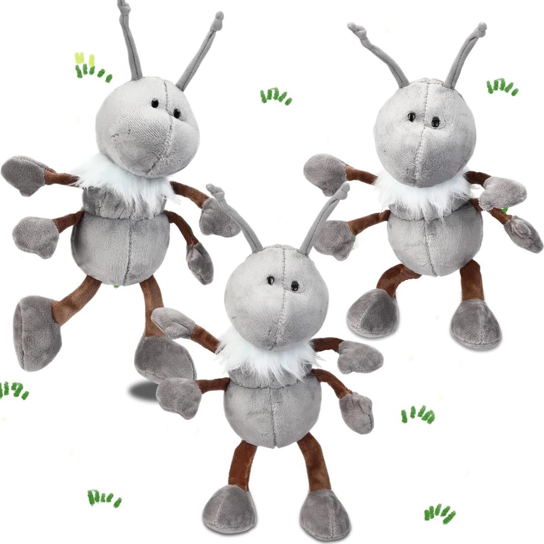 Shappy 3 Pcs 12 Inch Ant Plush Easter Gifts Ant Stuffed Animals for Kids Ants Stuffed Animal with Scarf Soft Bug Toys for Boys Girls Birthday Party Favor Decoration(Gray)