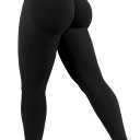 Butt Lifting Gym Workout Leggings for Women Tummy Control High Waisted Scrunch Butt Seamless Impact Sports Yoga Pants (Large, Black)