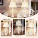 27" Rustic End Table Lamp Set of 2 with Night Light for Bedroom Living Room USB Charging Pots Farmhouse Bedside Lamp with Pleated Shade Boho Nightstand Lamps for Room Office Hotel Dorm (Bulb Included)