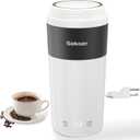 Sekaer Travel Portable Kettle, Dual Voltage 110V-240V, Mini Electric Kettle for Tea Coffee, 304 Stainless Steel Small Hot Water Boiler, 4 Temp Presets & Auto Shut-Off 350mL, SKE-835-W