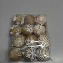 12 Pcs Farmhouse Christmas Ball Ornament Neutral Boho Burlap Rustic Christmas Tree Decoration Snowflake Jute Rope Shatterproof Hanging Rustic Ornaments for Holiday Xmas Home, 2.36 Inch