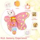2 x Baby Toys 0-6 Months,Infant Musical Sensory Stuffed Animal with Squeaker,Rattle,Crinkle Wings,Teether & Hanging Ring,Tummy Time Toy for Newborn 0-3-6-12 Months Boys & Girls Gift,Butterfly,Pink