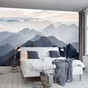 WFBHUA-Modern Mountain Wallpaper Foggy Natural Landscape Wall Mural Decor for Living Room Bedroom Office(Not Peel and Stick) (149" x 96", Art Wall-34)