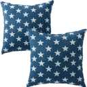 Set of 2 Outdoor Throw Pillows 17 x 17 Inch Reversible Square Patio Accent Pillows Weather-Resistant Polyester Fabric Eco-Friendly Recycled Polyfiber Fill, Stars