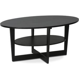 Furinno Oval Coffee Table, Walnut, 19.7"D x 35.4"W x 16.4"H