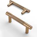 Asidrama 10 Pack 3 Inch(76mm) Dark Champagne Bronze Cabinet Pulls Knurled Cabinet Handles Cupboard Handles Gold Kitchen Cabinet Hardware for Cupboard Drawer Pulls (3" Hole Center)