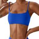 Comper Women's Sports Bras Wirefree Racerback Workout Bras Sexy Thin Straps Yoga Sport Bras with Removable Pads(Sapphire Blue-L)