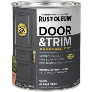 Rust-Oleum 369387 Advanced Dry Door & Trim Paint, Quart, Satin Alpine Gray