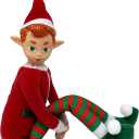 The Original Elf 12" Plush Christmas Elf Doll – Poseable Shelf Sitter with Flexible Dangling Legs – Perfect for Christmas Decorations, Toy Elf for Kids, Mini Elves, and Tree Topper (Boy)