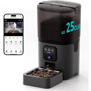 PAPIFEED Automatic Cat Feeder,Camera 1080P HD - 6L Pet Feeder, 2.4/5G WiFi Smart App Control, Bluetooth Assist Link,Wide-Angle Lens,Automatic Feeder for Small and Medium-Sized Pets (Wide Angle Video)