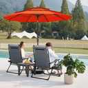 JEAREY 9FT 3 Tier Patio Umbrella Outdoor Market Umbrella Table Umbrellas with 8 Ribs 1.5 Pole Push Button Tilt and Crank UV Protection for Garden,Orange