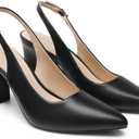 DREAM PAIRS Women's Sling back Heels Chunky Block Heels Pointed Toe Closed Toe Pumps Comfortable Work Office Business Shoes, 9