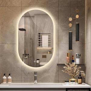 Niccy Oval LED Bathroom Vanity Mirror, 32x20inch Frameless Backlit Mirror with Light, Smart Anti-Fog Waterproof Mirror with Memory Function Dimmable Lighted Mirror