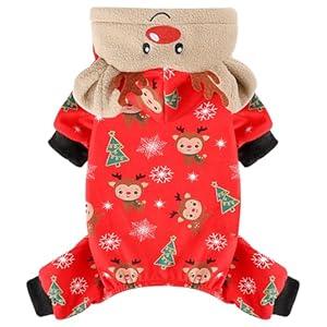 Sebaoyu Dog Christmas Pajamas, Winter Chihuahua Yorkie Doggy Reindeer Christmas Print Pajamas, Soft Doggy Pjs Pet Clothes Puppy Outfits Jumpsuits, New Year Small Dog ApparelGreen, Medium