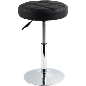 FURWOO Short Round PU Leather Shop Stool - Padded Stool for Salon,SPA,Manicure and Vanity - Small Black