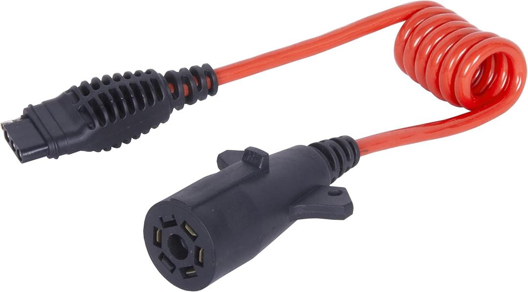 MaxxHaul 70086 7-Way Round to 4-Way Flat Trailer Plug Adaptor with 18 Inch Flexible Cable Which Extends To 36 Inches , Red