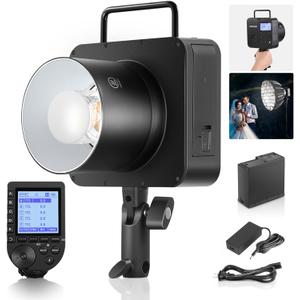 NEEWER Q4 400Ws Studio Flash Outdoor Strobe 2.4G TTL & QPRO-N Trigger Compatible with Nikon, 1/8000 HSS/30W Modeling Lamp/400 Full Power/0.01-1.2s Recycle/21.6V 2800mAh Battery for Wedding Photography