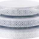 Wenqik 3 Pcs Cake Stand 16'' 14'' 12'' Round Metal Cake Stand Bases Display Holder Cookies Fruit Serving Tray Candy Display Plate Cupcake Dessert Pastry Riser for Wedding Birthday Party (White)
