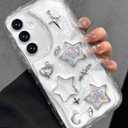 Toycamp for Samsung Galaxy S24 Fe case Women - Cute Girly Girls Phone Cover for Samsung S24 Fe Kawaii Aesthetic Pretty Unique Glitter Bling Sparkle Wave Design Funda para S24Fe, Stars