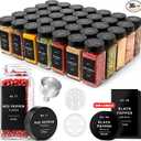 Glass Spice Jars with Label and Black Lids (36 x 4oz) Spice Containers with 240 Labels, Shaker Inserts, Steel Funnel, Empty Square Empty Square Seasoning Organizer