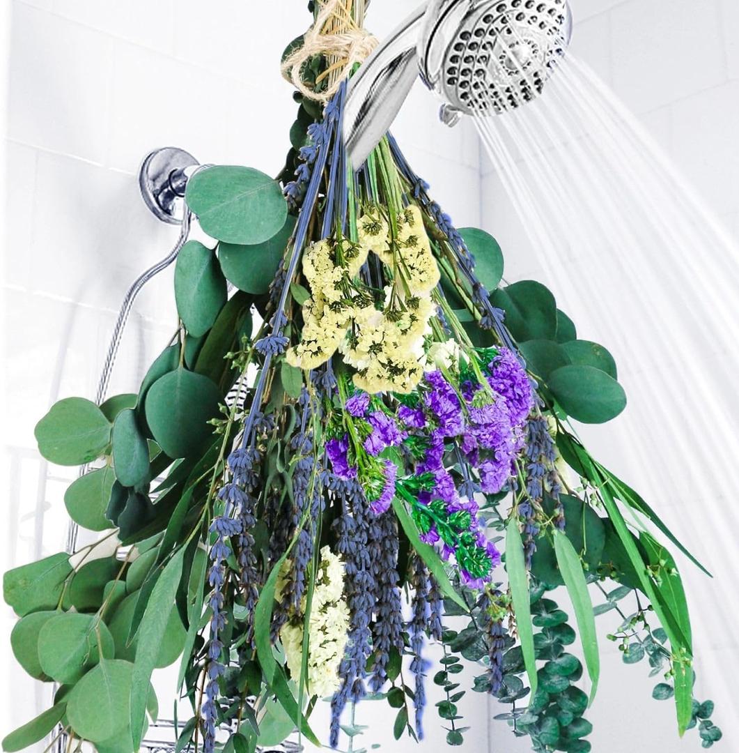 45PCS Mix Eucalyptus Stems & Lavender Flowers Bundles for Shower, 17'' Natural Real Eucalyptus Hanging Set, Fresh Shower for SPA, Plants Fragrance, Home Decor, Vase Filler