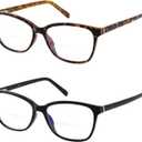 Bifocal Reading Glasses Women Blue Light Computer Readers Clear Top Cat Eye Frame Stylish Fashion Ladies Eyeglass (Black & Demi),+2.50