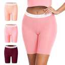 CAILECOTTON Womens Underwear Cotton Boxer Briefs for Women High Waisted Boy Short Panties Strech Breathable - 4 pack (Small)