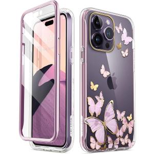i-Blason Glitter Case for iPhone 14 Pro (6.1 Inch) Mobile Phone Case 360 Degree Case Bumper Protective Cover [Cosmo] with Screen Protector 2022 Edition (Purplefly)