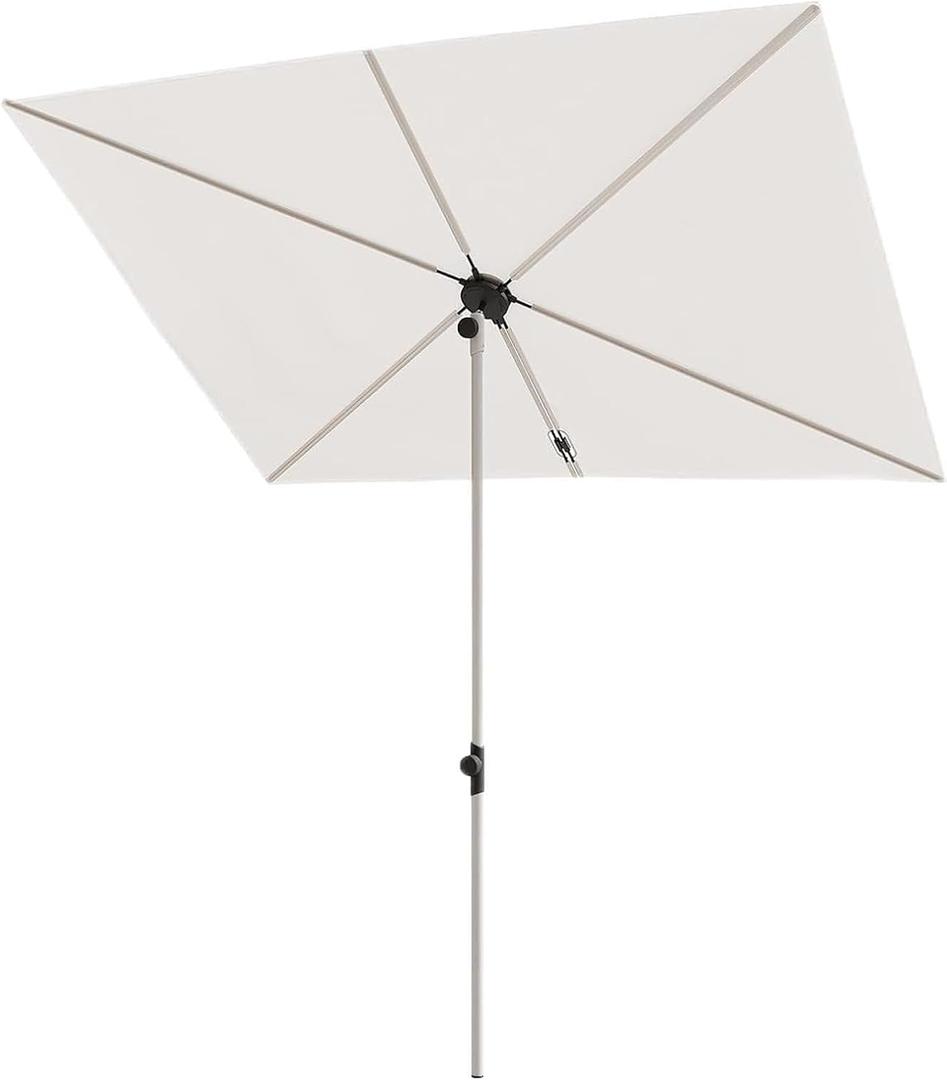 Grand patio Balcony Umbrella, JENA 6x4 FT Outdoor Umbrella, Rectangular Flat Canopy Versatile Patio Shade with 360 Degree Rotating Knob for Deck Apartment, Beige