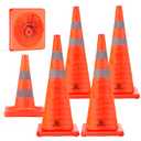 RoadHero 28 Inch 6 Pack Collapsible Traffic Safety Cones, Multi Purpose Pop-up Cones with Reflective Collar for Road Safety, Orange Cones for Driving Training, Parking Lots