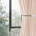 4 Pack Heavy Duty U Shaped Metal Curtain Holdbacks Curtain Tiebacks with Clear Crystal Ball Pull Backs Curtain Holders for Drapes (Silver)