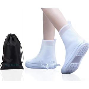 Waterproof Shoe Covers, Reusable Shoe Covers Non-Slip Shoes Boots for Outdoor Cycling Camping Fishing Travel (XX-Large, White)