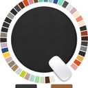Mouse Pad，Round Mouse Pad，PU Mouse Pad，Leather Mouse Pad with Stitched Edge Micro-Fiber Base with Non-Slip Waterproof，Mouse Pad for Computers，Laptop，9 x 9 Inch (Black)
