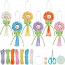 BEUNITONE DIY Macrame Flower Keyring Kit for Adults Beginners 6 Set Colorful DIY Flower Macrame Plant Hangers Macrame Wall Decor Macrame Supplies with Video Instructions for Purse Wallet Decor