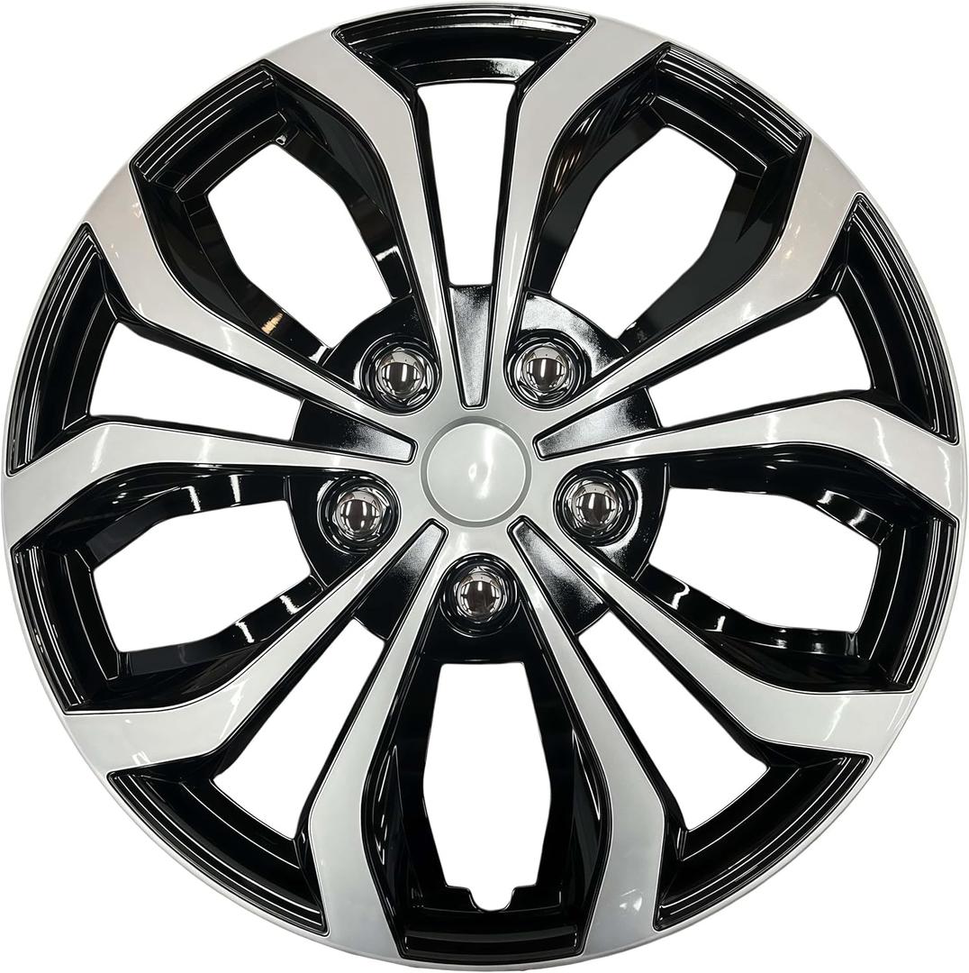 14-inch Premium Universal Hubcaps (Black Silver)