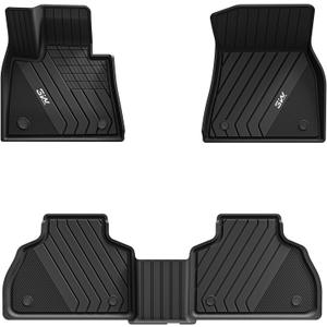 3W Floor Mats for BMW X7 6 Seats 2019-2025 2026, TPE All Weather Black | Fits M50i M60i xDrive40i xDrive50i, Custom Fit 1st & 2nd Row, Full Set, No Gaps or Shifting