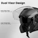 Motorcycle Helmets for Adults, Open Face Motorcycle Helmet with Dual Visor, Casco para Moto DOT Certified, ATV Dirt Bike Snowmobile Motocross Helmet for Men Women, Quick Release Strap, AP-836, Matte Black, L(59-60 cm / 23.23-23.62 in)